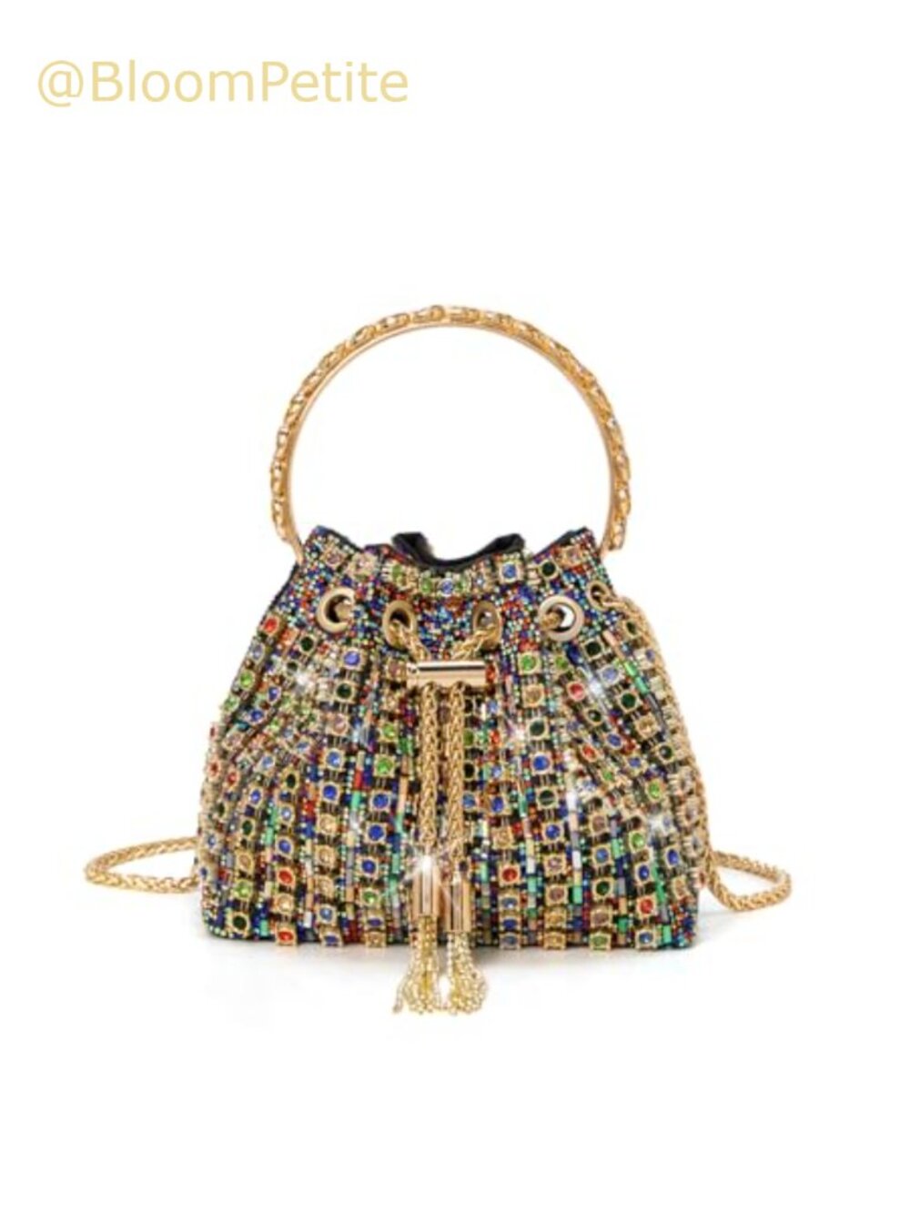 Sparkly Rhinestone Clutch Evening Bag Detachable Chain